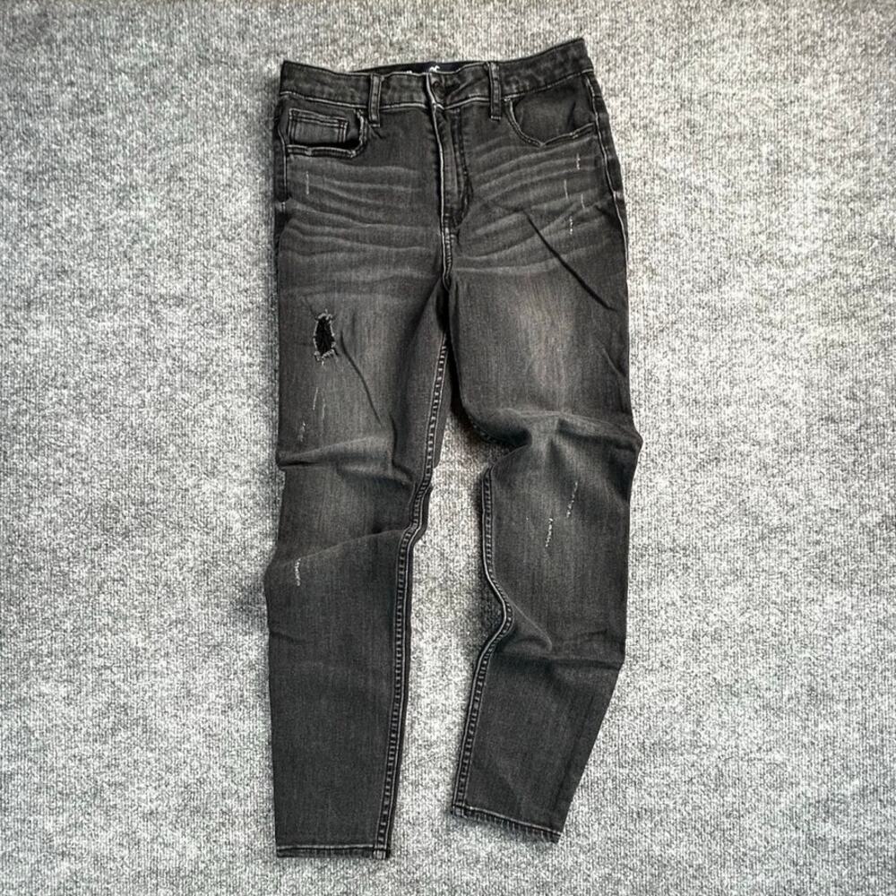 Hollister Women's 5R 27x26 Black High-Rise Crop Super Skinny Ripped Jeans